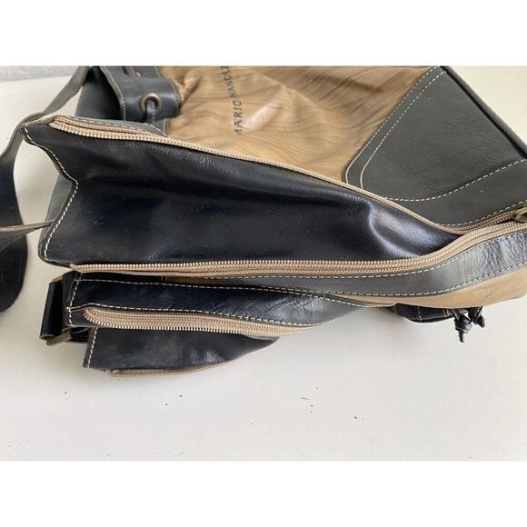 Mario Hernandez Leather Bag Shoulder Tan Black Tote Pockets  Check Pictures - Picture 16 of 16